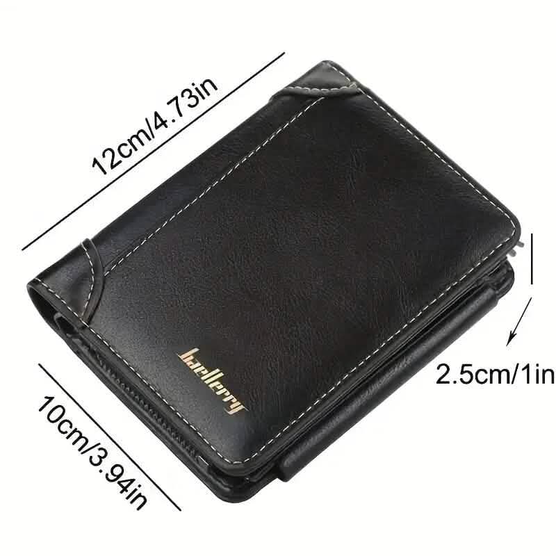Men's Short Multi-Card Slots Tri-Fold Zipper Coin Pocket Wallet Handbags & Wallets - Tophatter Daily Deals
