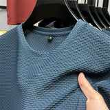 Men's Short Sleeve Round Neck Tees Top Blue Men T-Shirts - Tophatter Daily Deals