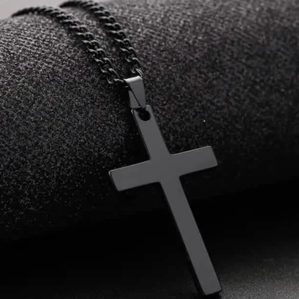 Men's Simple Black Cross Pendant Necklace Black Men's Jewelry - Tophatter Daily Deals