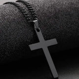 Men's Simple Black Cross Pendant Necklace Black Men's Jewelry - Tophatter Daily Deals