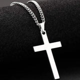 Men's Simple Black Cross Pendant Necklace Silver Men's Jewelry - Tophatter Daily Deals