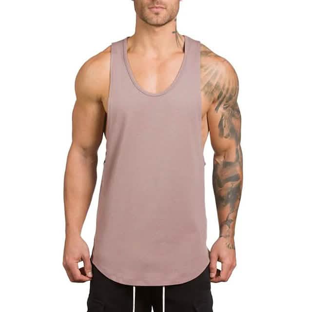 Men's Sleeveless Fitness Vest Khaki Men's Tops - Tophatter Daily Deals