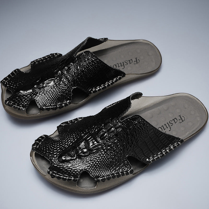 Men's Slippers Genuine Leather Sandals MEN SANDALS - Tophatter Daily Deals