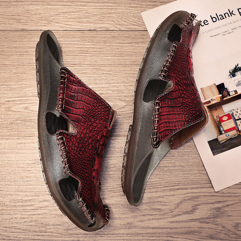 Men's Slippers Genuine Leather Sandals MEN SANDALS - Tophatter Daily Deals