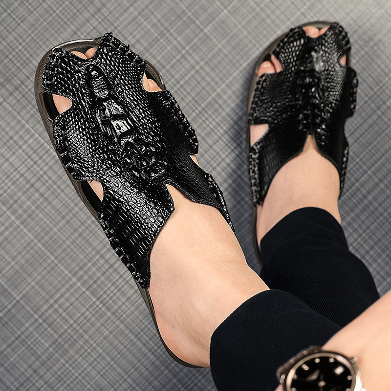 Men's Slippers Genuine Leather Sandals MEN SANDALS - Tophatter Daily Deals