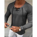 Men's Solid V Neck Long Sleeved Cotton Linen Shirt Gray Men's Tops - Tophatter Daily Deals
