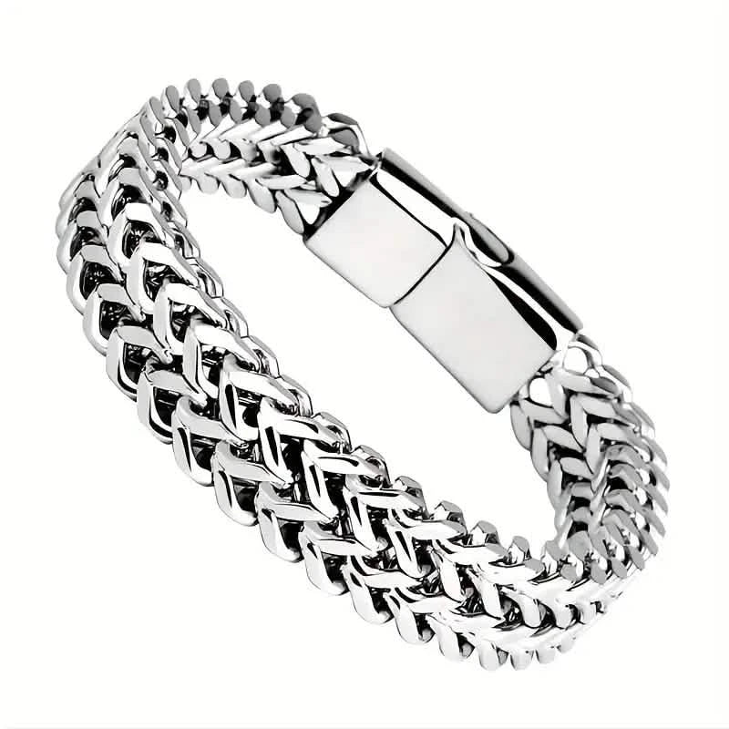 Men's Stainless Steel Braided Bracelet with Magnetic Clasp Men's Jewelry - Tophatter Daily Deals