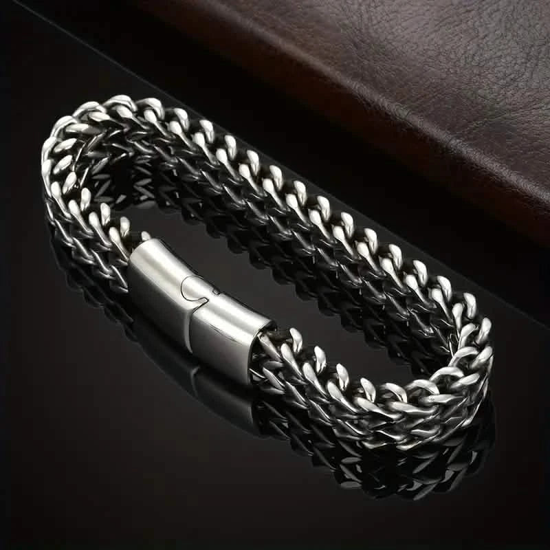 Men's Stainless Steel Braided Bracelet with Magnetic Clasp Men's Jewelry - Tophatter Daily Deals