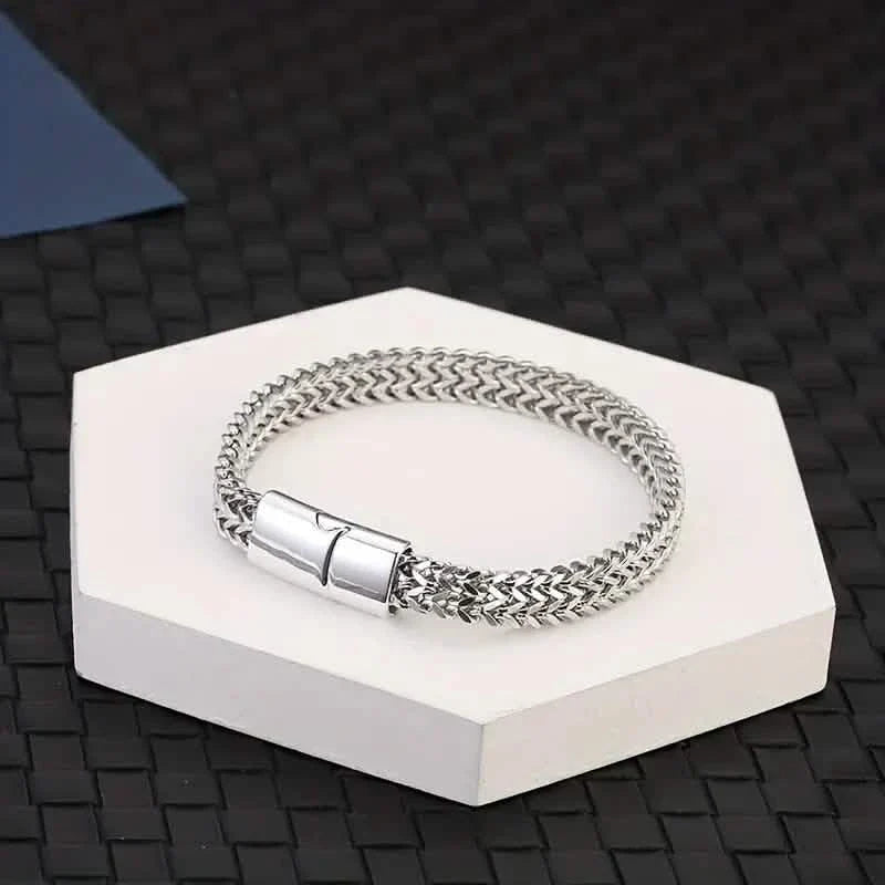 Men's Stainless Steel Braided Bracelet with Magnetic Clasp Men's Jewelry - Tophatter Daily Deals