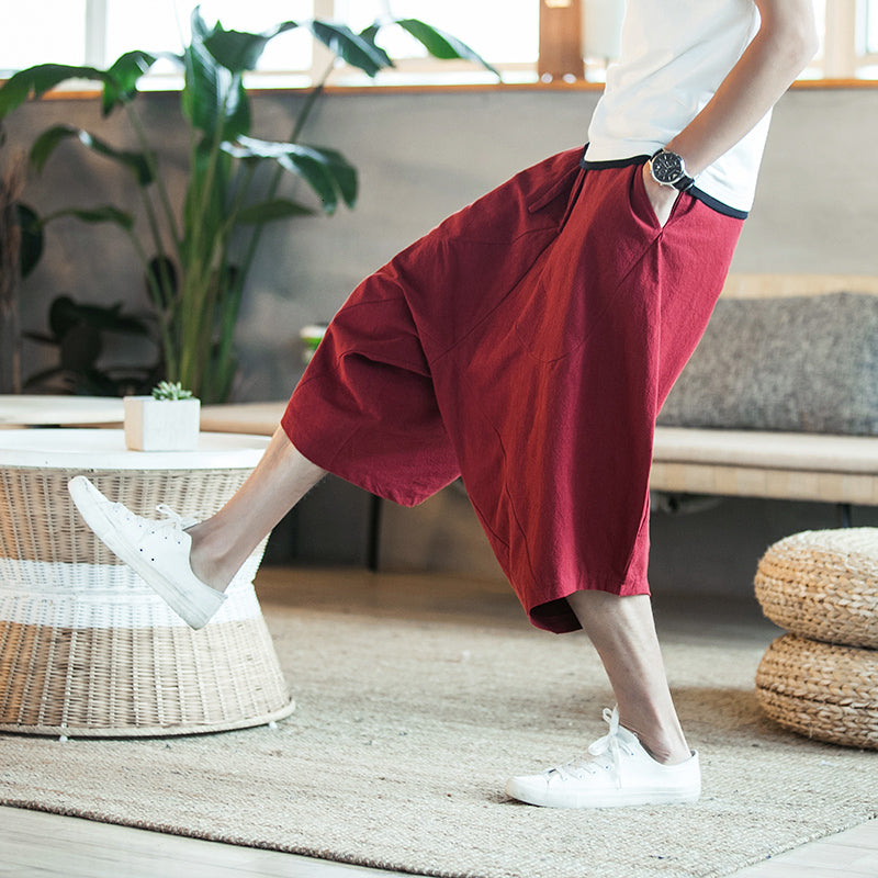 Solid Color Harem Pants Elastic Waist Calf Length Trousers Pants - Tophatter Daily Deals