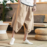 Solid Color Harem Pants Elastic Waist Calf Length Trousers Pants - Tophatter Daily Deals