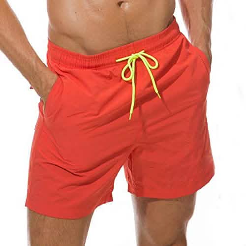 Men's Swim Trunks Quick Dry Beach Shorts with Pockets Orange Men's Bottoms - Tophatter Daily Deals