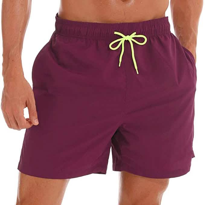 Men's Swim Trunks Quick Dry Beach Shorts with Pockets Wine Red Men's Bottoms - Tophatter Daily Deals