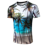 Men's T shirt Graphic Scenery Print Short Sleeve Daily Tops Blue Men's Tops - Tophatter Daily Deals