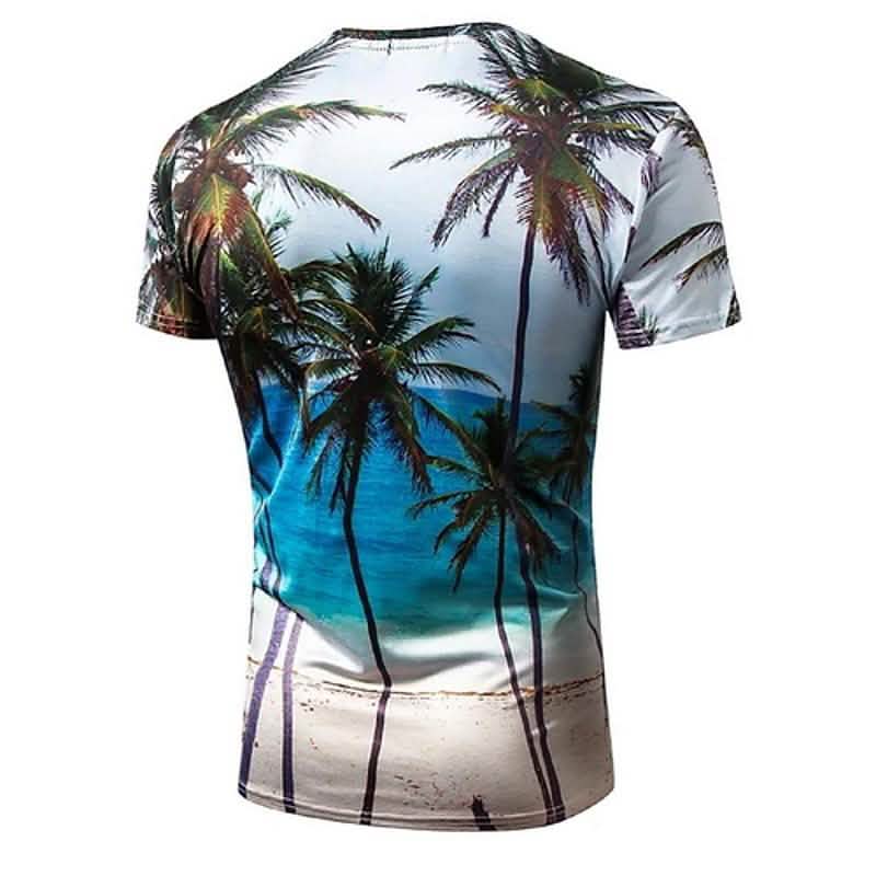 Men's T shirt Graphic Scenery Print Short Sleeve Daily Tops Blue Men's Tops - Tophatter Daily Deals