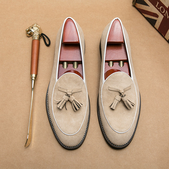 Men's Tassel Design Loafers Beige Men Shoes - Tophatter Daily Deals