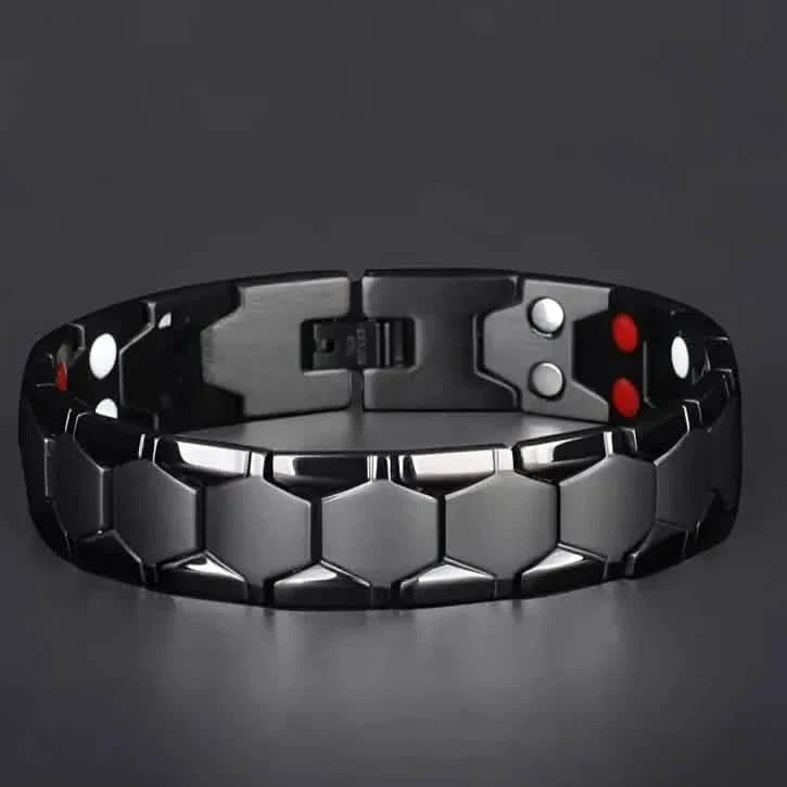 Men's Titanium Magnetic Bracelet 4-in-1 Energy Black Men's Jewelry - Tophatter Daily Deals