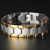 Men's Titanium Magnetic Bracelet 4-in-1 Energy Silver Gold Men's Jewelry - Tophatter Daily Deals