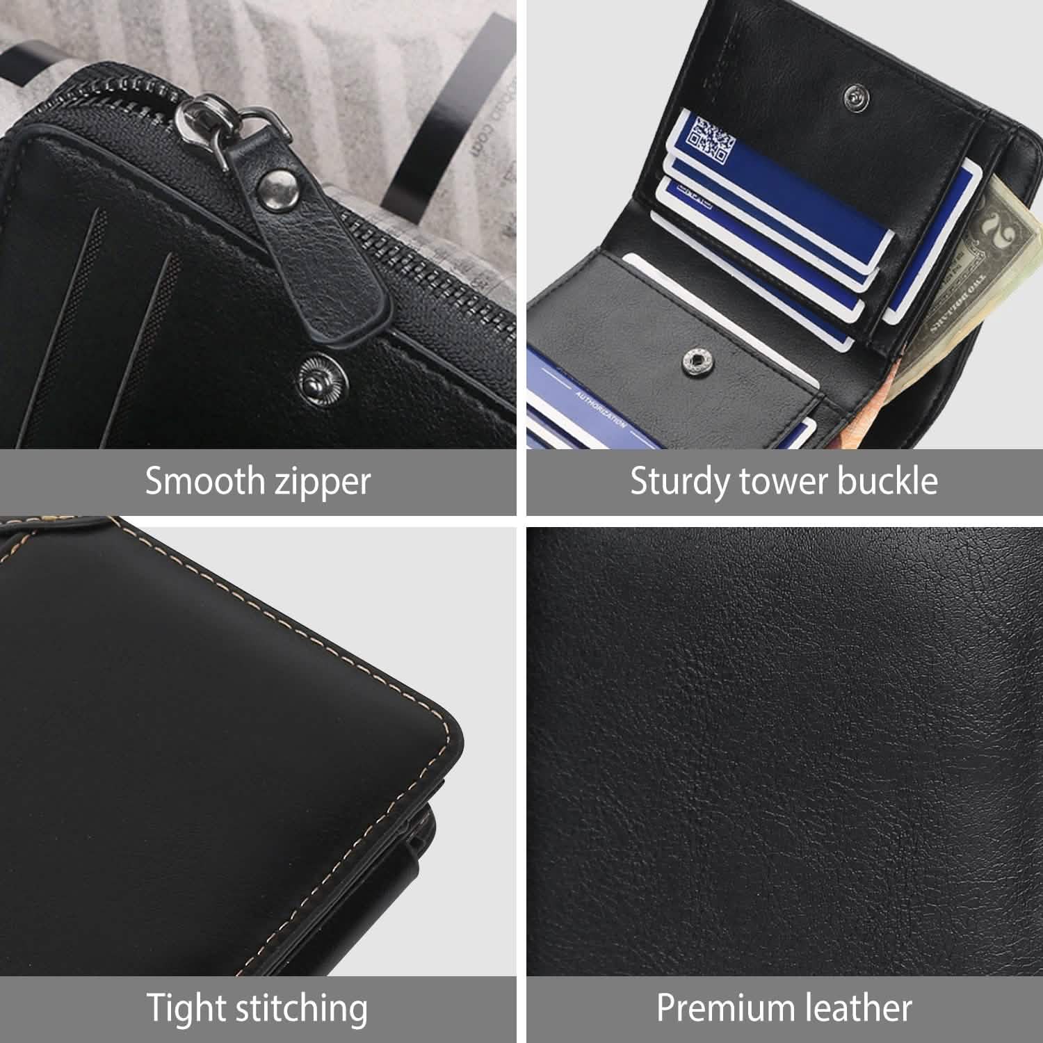 Men's Trifold Clutch Leather Wallet ID Card Holder Handbags & Wallets - Tophatter Daily Deals