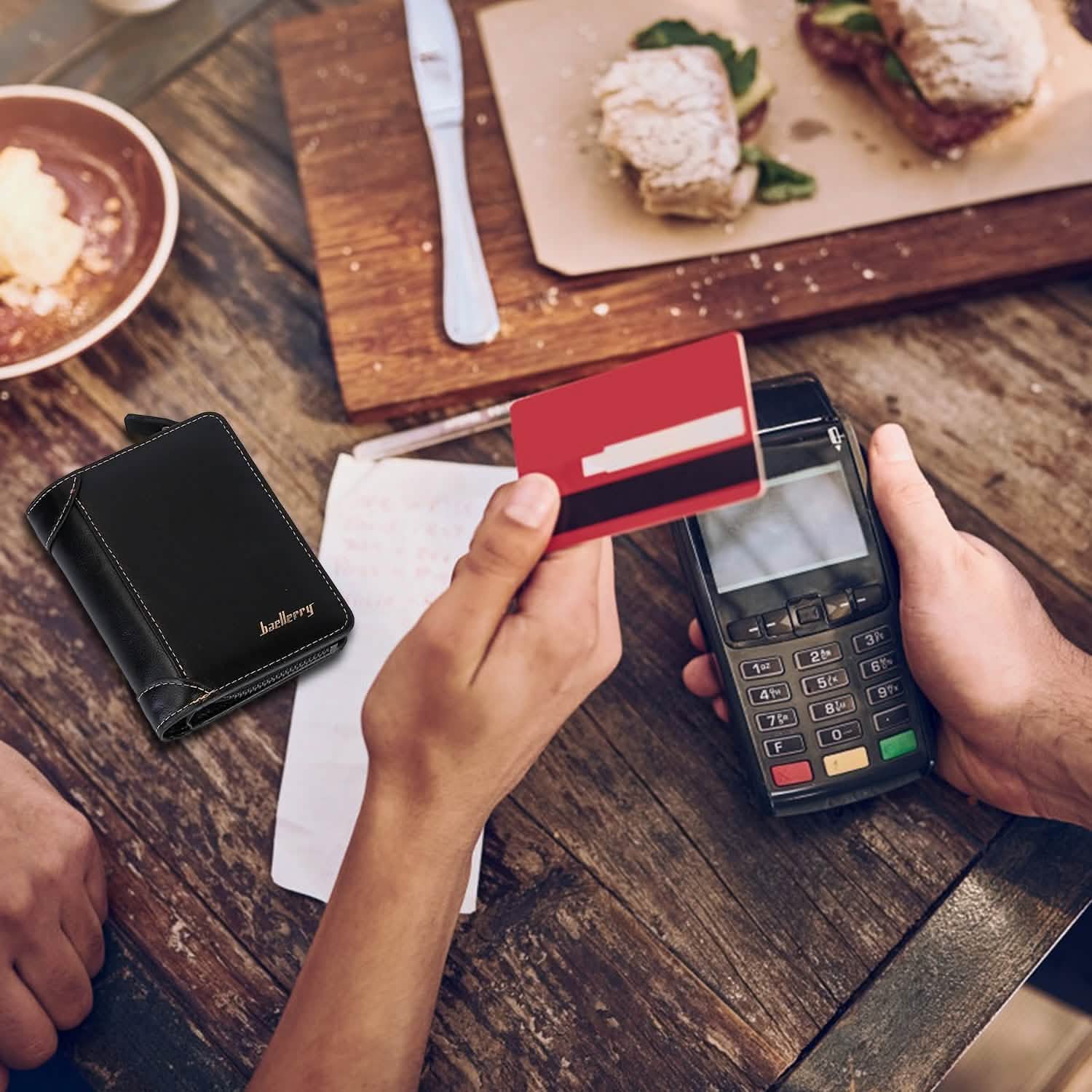 Men's Trifold Clutch Leather Wallet ID Card Holder Handbags & Wallets - Tophatter Daily Deals