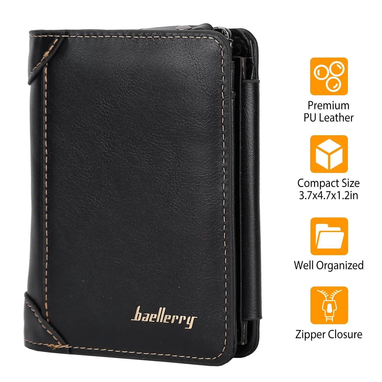 Men's Trifold Clutch Leather Wallet ID Card Holder Handbags & Wallets - Tophatter Daily Deals