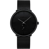 Men's Ultra-Thin Minimalist Waterproof Fashion Wrist Watch Black Watches - Tophatter Daily Deals