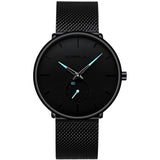 Men's Ultra-Thin Minimalist Waterproof Fashion Wrist Watch Blue Watches - Tophatter Daily Deals