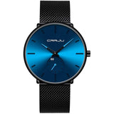 Men's Ultra-Thin Minimalist Waterproof Fashion Wrist Watch Black Blue Watches - Tophatter Daily Deals
