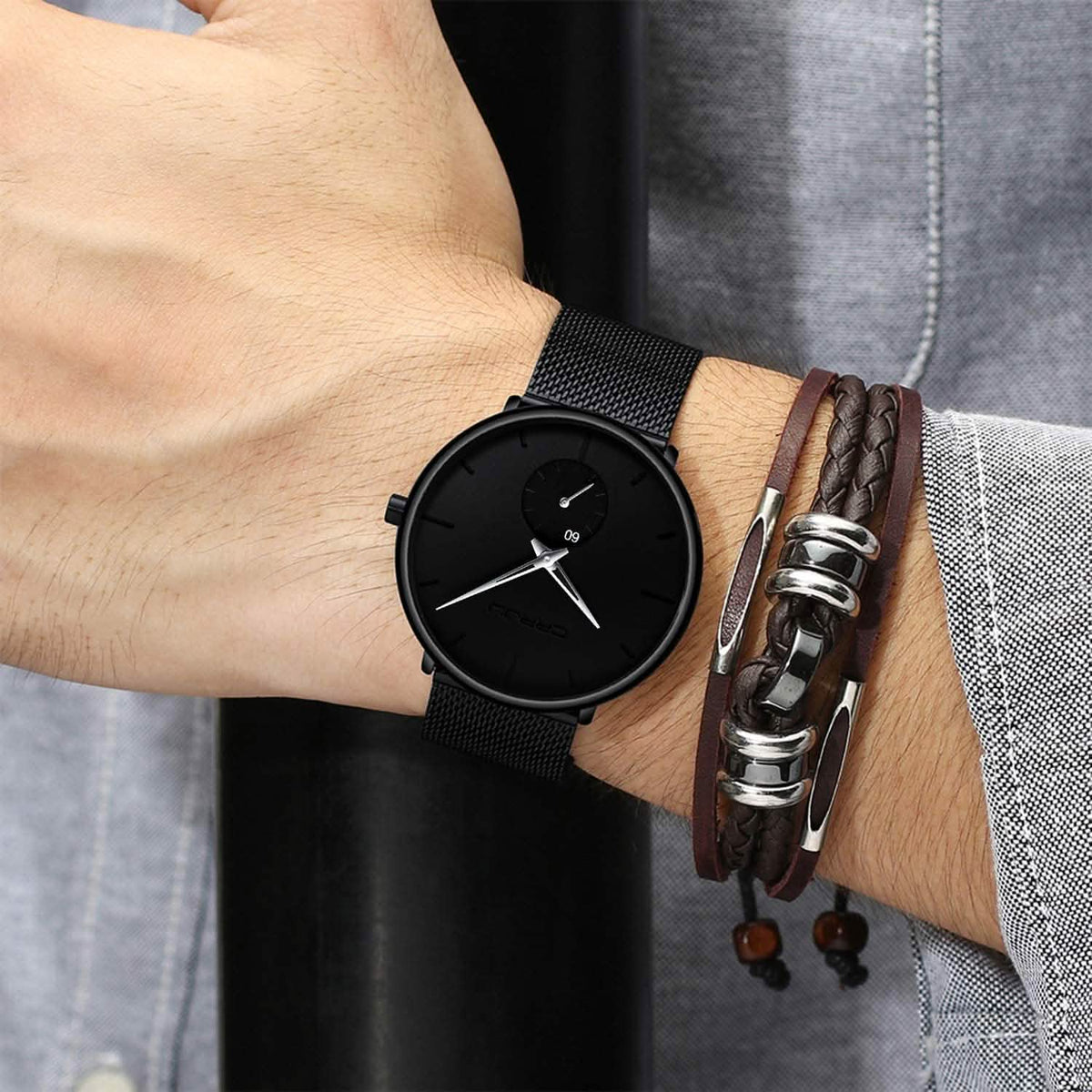 Men's Ultra-Thin Minimalist Waterproof Fashion Wrist Watch Watches - Tophatter Daily Deals