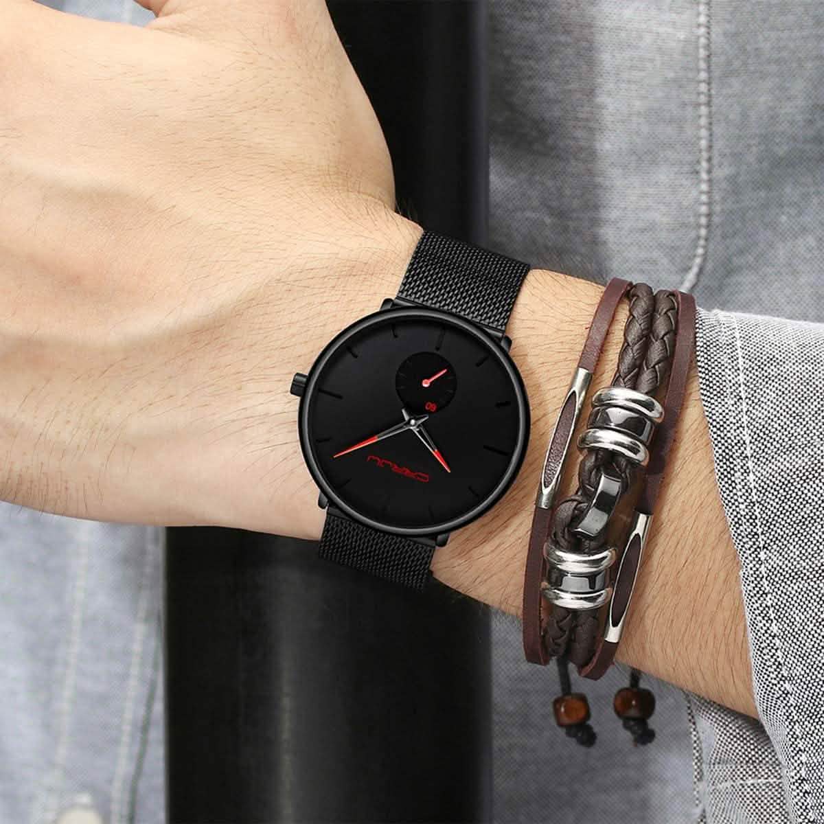 Men's Ultra-Thin Minimalist Waterproof Fashion Wrist Watch Watches - Tophatter Daily Deals