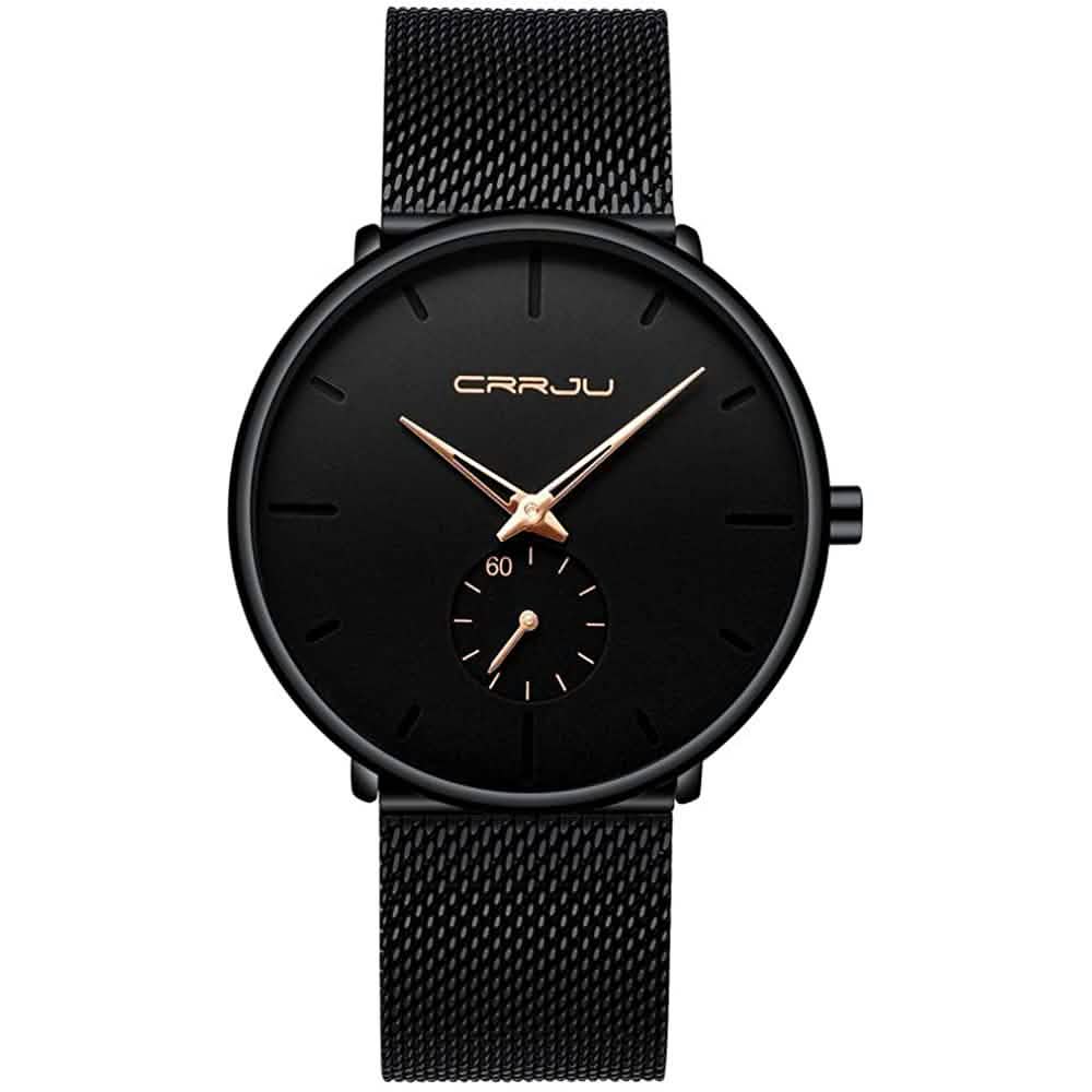 Men's Ultra-Thin Minimalist Waterproof Fashion Wrist Watch Gold Watches - Tophatter Daily Deals