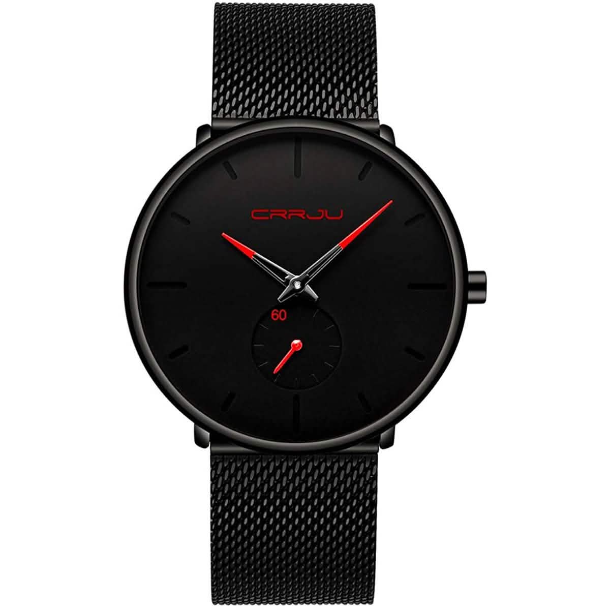 Men's Ultra-Thin Minimalist Waterproof Fashion Wrist Watch Red Watches - Tophatter Daily Deals