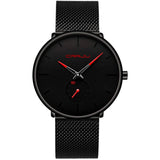 Men's Ultra-Thin Minimalist Waterproof Fashion Wrist Watch Red Watches - Tophatter Daily Deals
