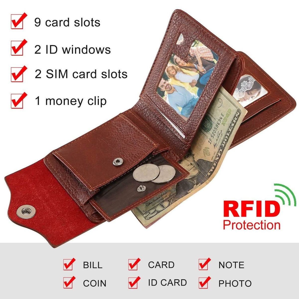 Men's Wallet PU Leather BiFold RFID Blocking Card Holder Handbags & Wallets - Tophatter Daily Deals