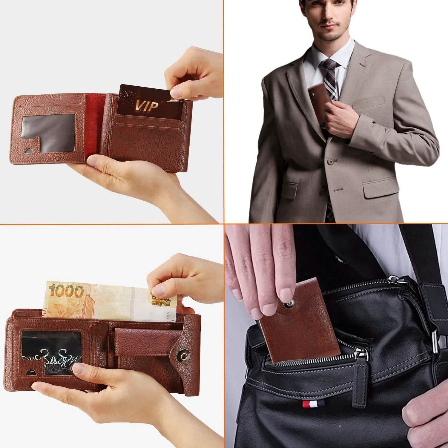 Men's Wallet PU Leather BiFold RFID Blocking Card Holder Handbags & Wallets - Tophatter Daily Deals
