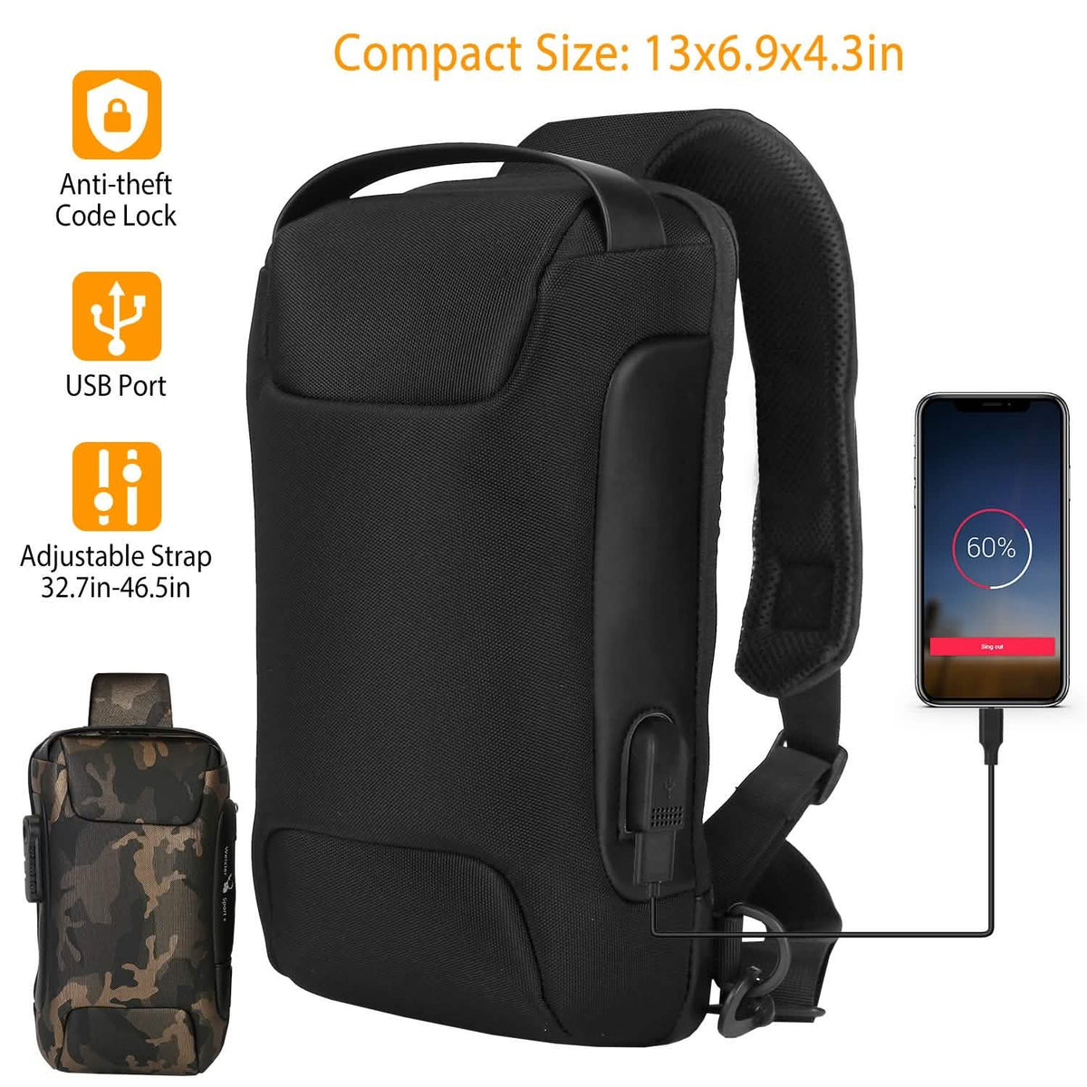 Men's Waterproof Anti-Theft Sling Backpack Handbags & Wallets - Tophatter Daily Deals