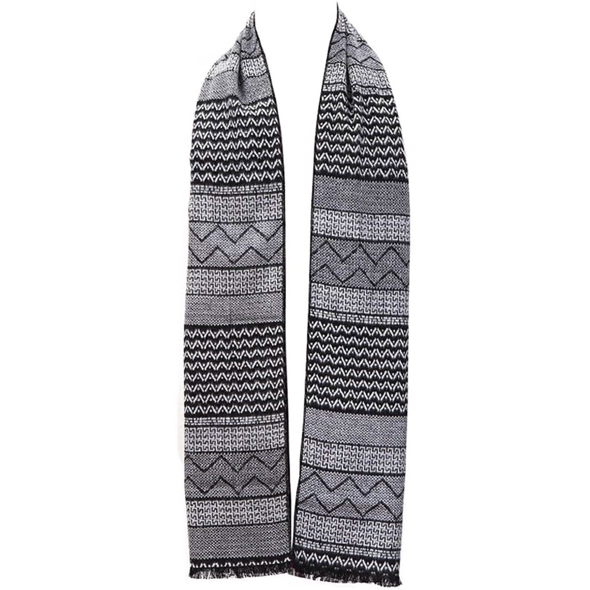 Men's Winter Cashmere Scarf Black Gray Stripe Gloves, Scarves & Earmuffs - Tophatter Daily Deals