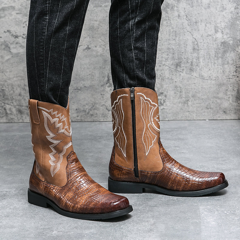 Men's Winter Crocodile Pattern Boots Boots - Tophatter Daily Deals