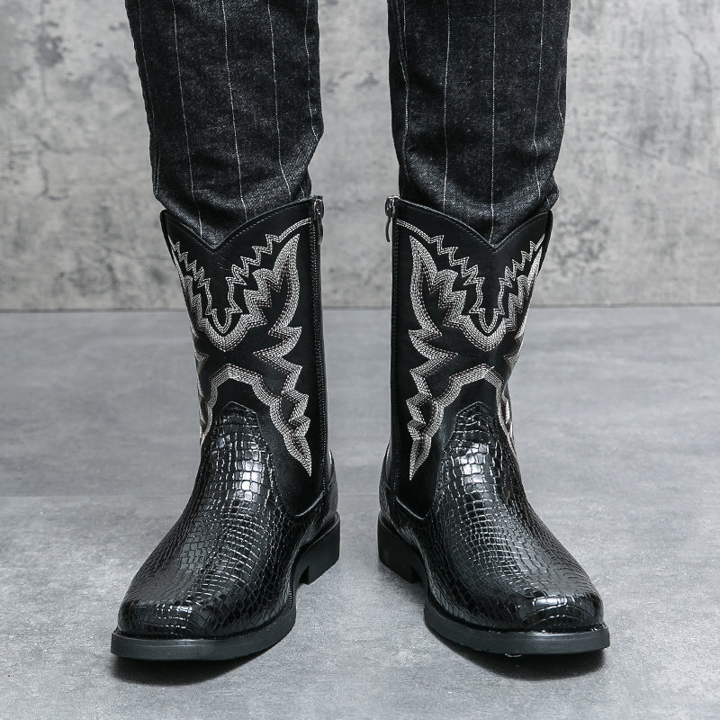 Men's Winter Crocodile Pattern Boots Boots - Tophatter Daily Deals