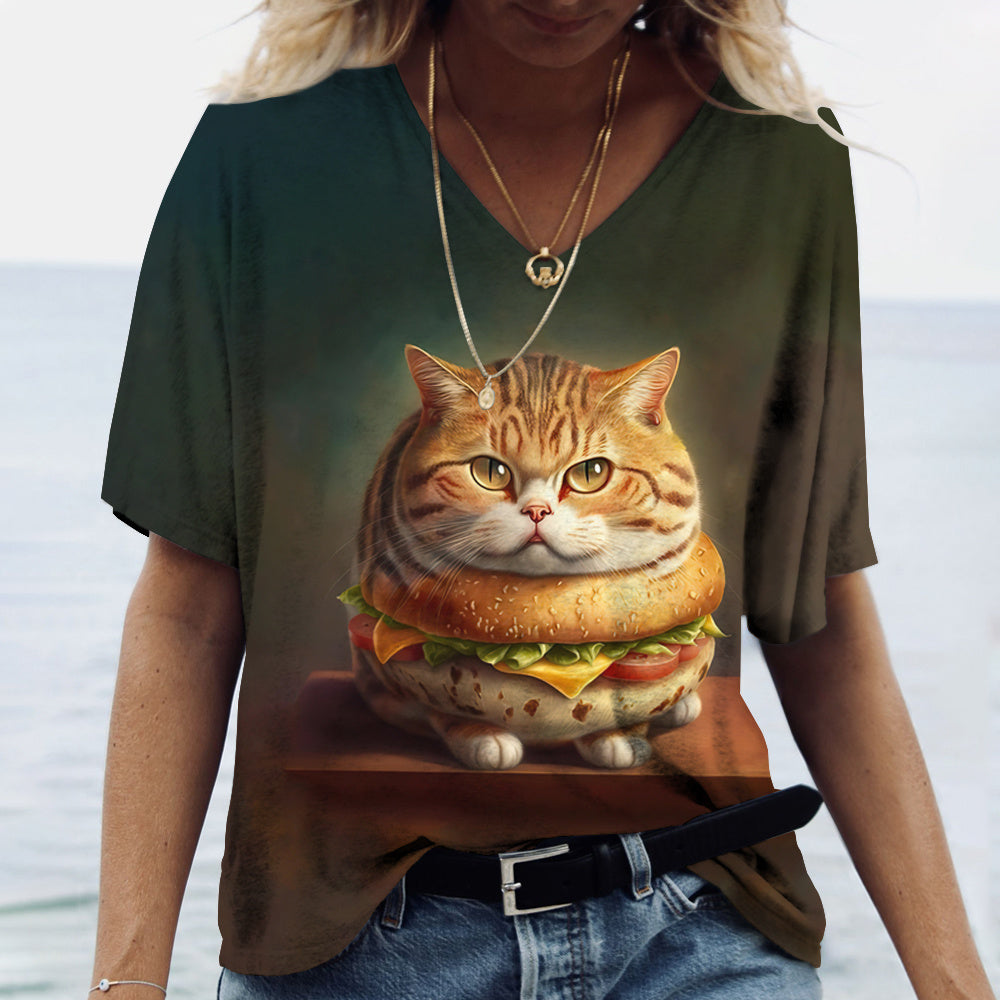 Cat's meow Print Shirt Tee Tee - Tophatter Daily Deals