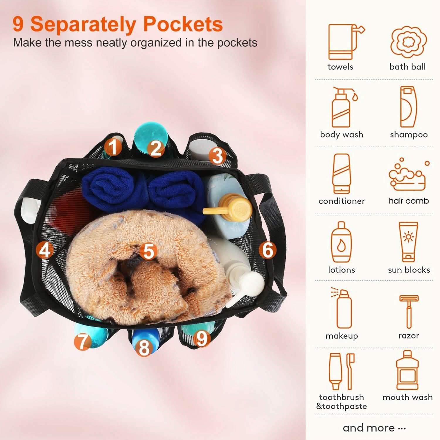 Mesh Shower Caddy Bag Organizer Storage Hanging Basket Beauty & Personal Care - Tophatter Daily Deals