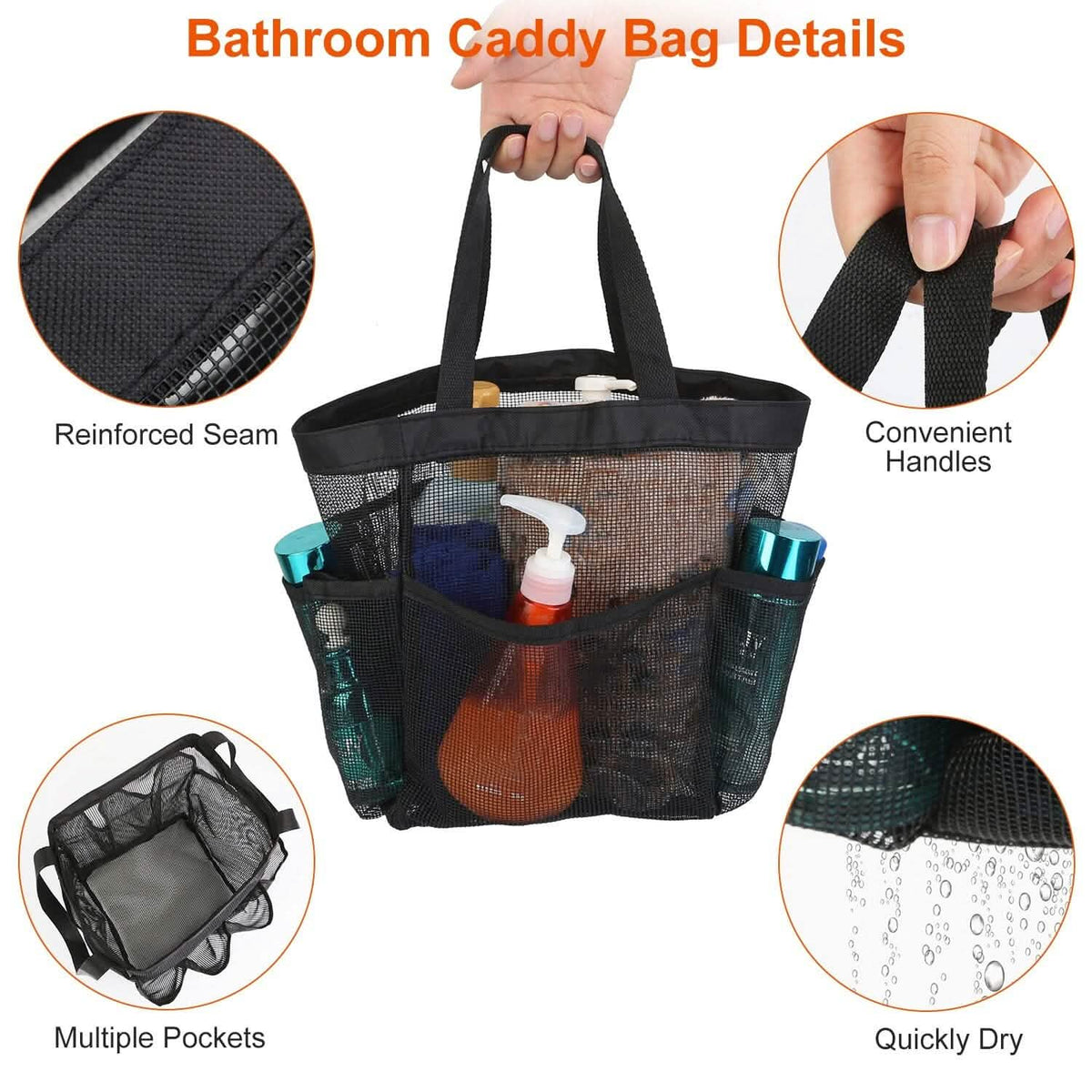 Mesh Shower Caddy Bag Organizer Storage Hanging Basket Beauty & Personal Care - Tophatter Daily Deals