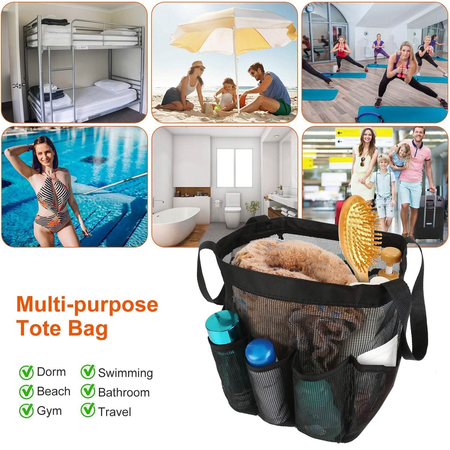 Mesh Shower Caddy Bag Organizer Storage Hanging Basket Beauty & Personal Care - Tophatter Daily Deals