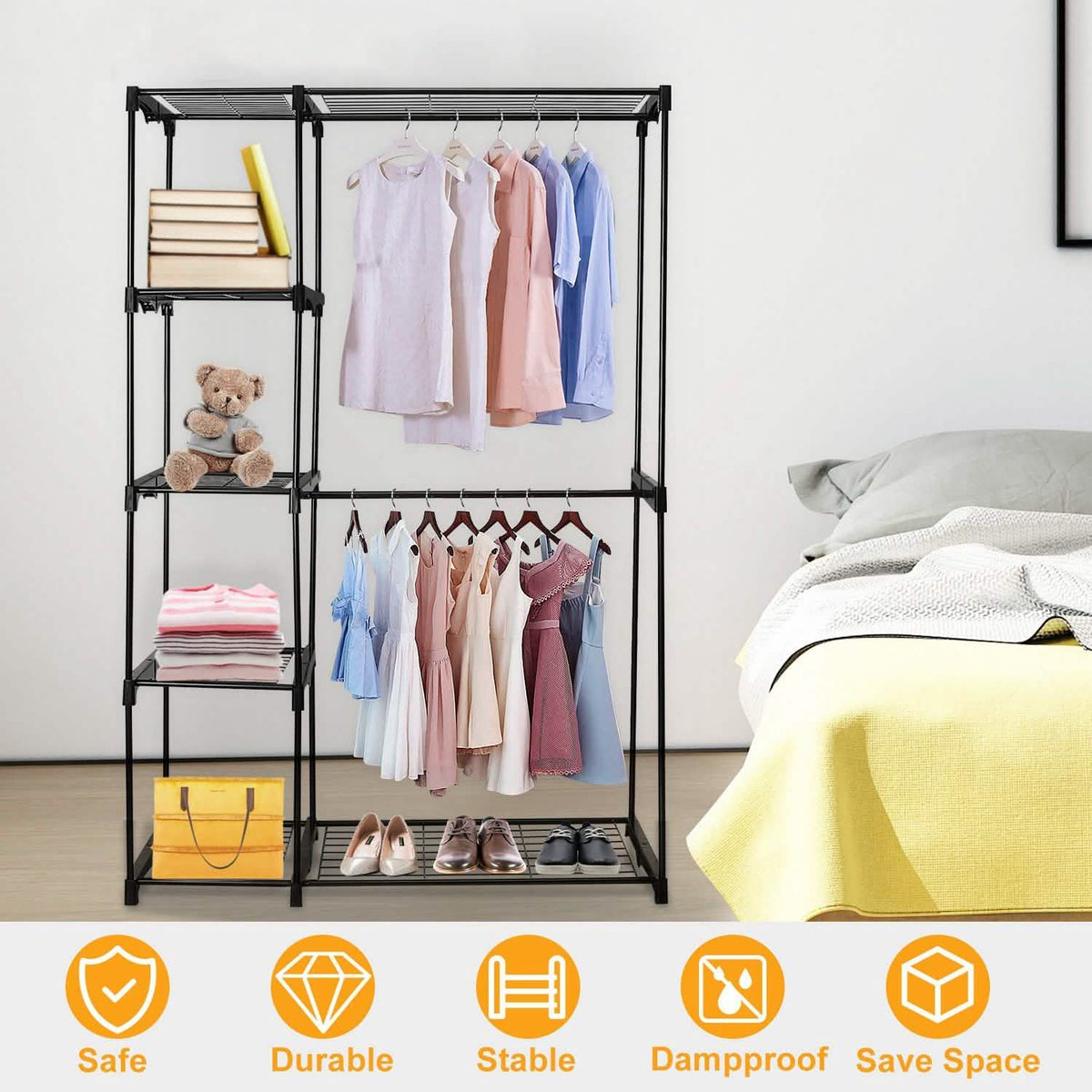 Metal Closet Deluxe Double Rod Storage & Organization - Tophatter Daily Deals