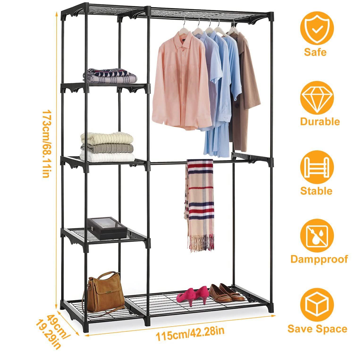 Metal Closet Deluxe Double Rod Storage & Organization - Tophatter Daily Deals