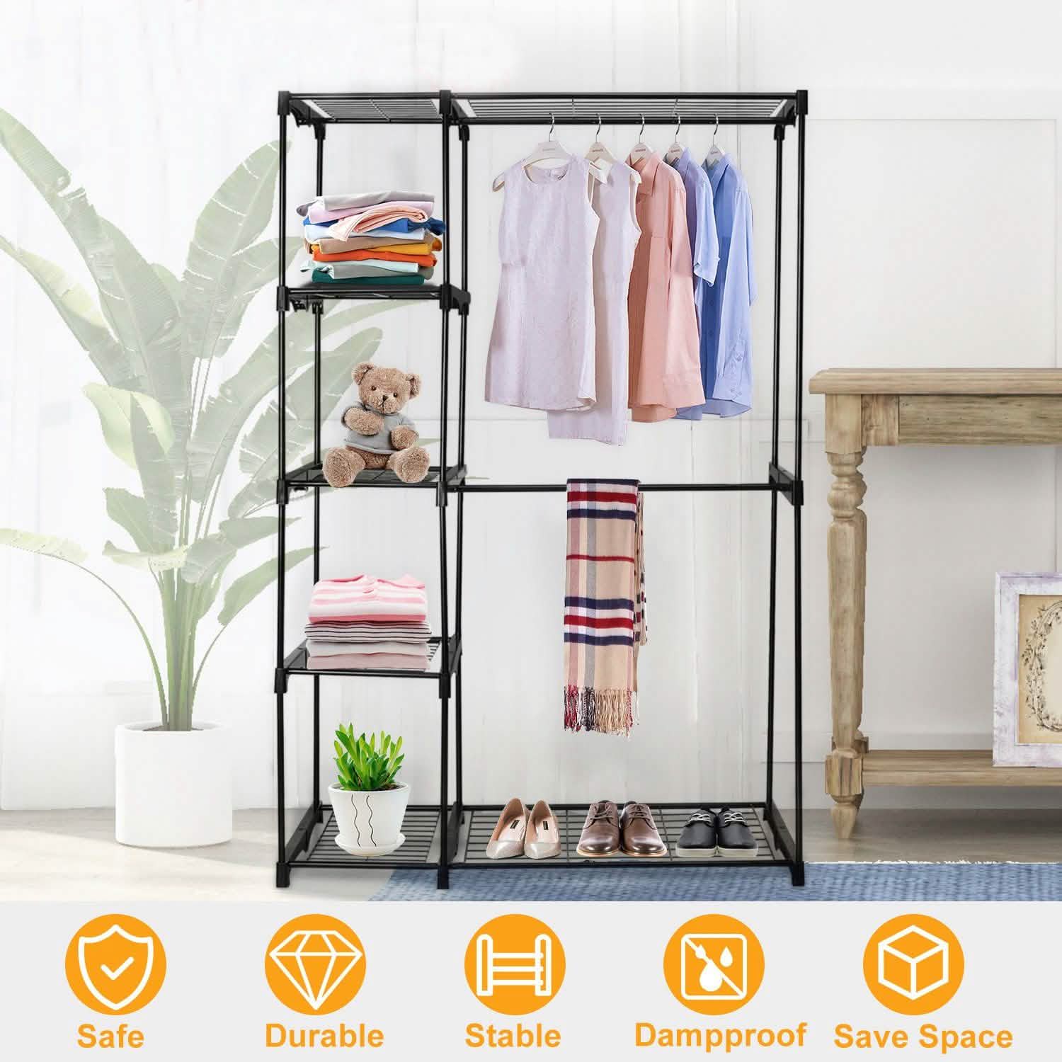 Metal Closet Deluxe Double Rod Storage & Organization - Tophatter Daily Deals
