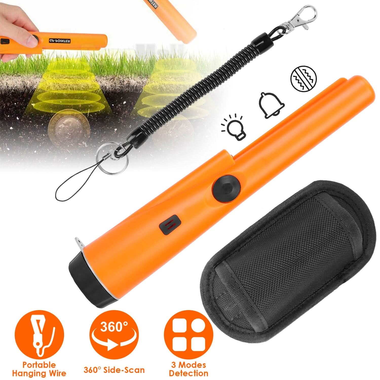 Metal Detector Pin Pointer with Retractable Hanging Wire Outdoor Recreation - Tophatter Daily Deals