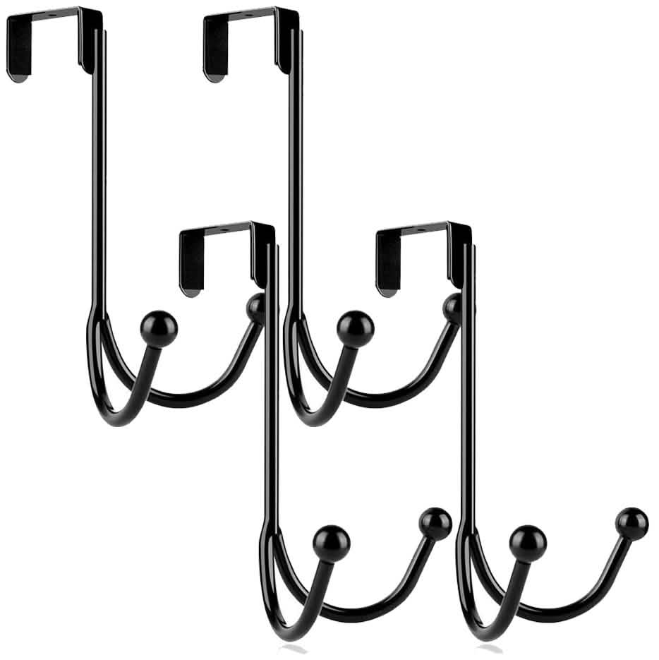 Metal Double Hanging Storage Hooks on Doors 4-Pack Storage & Organization - Tophatter Daily Deals