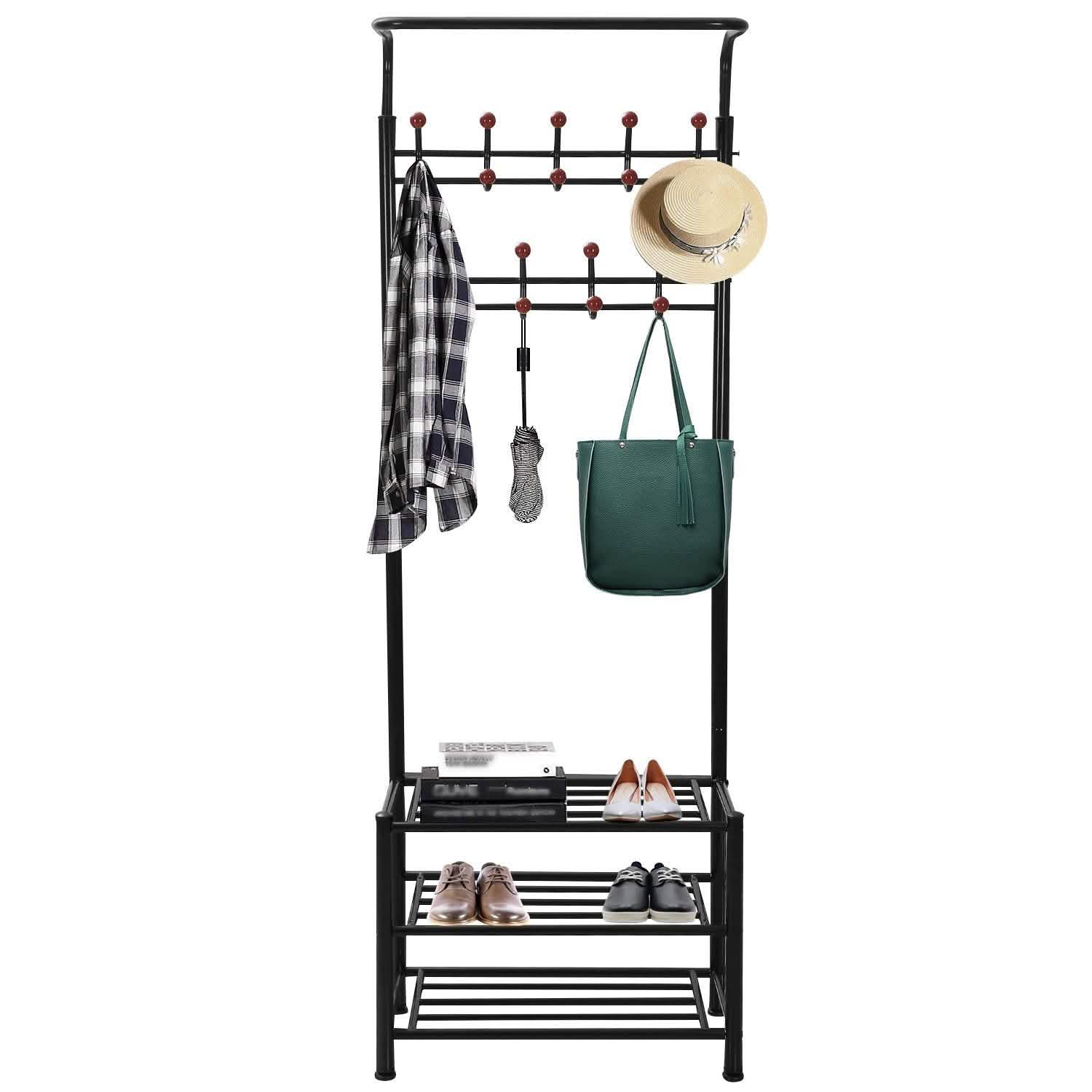 Metal Entryway Coat Shoe Rack Storage & Organization - Tophatter Daily Deals