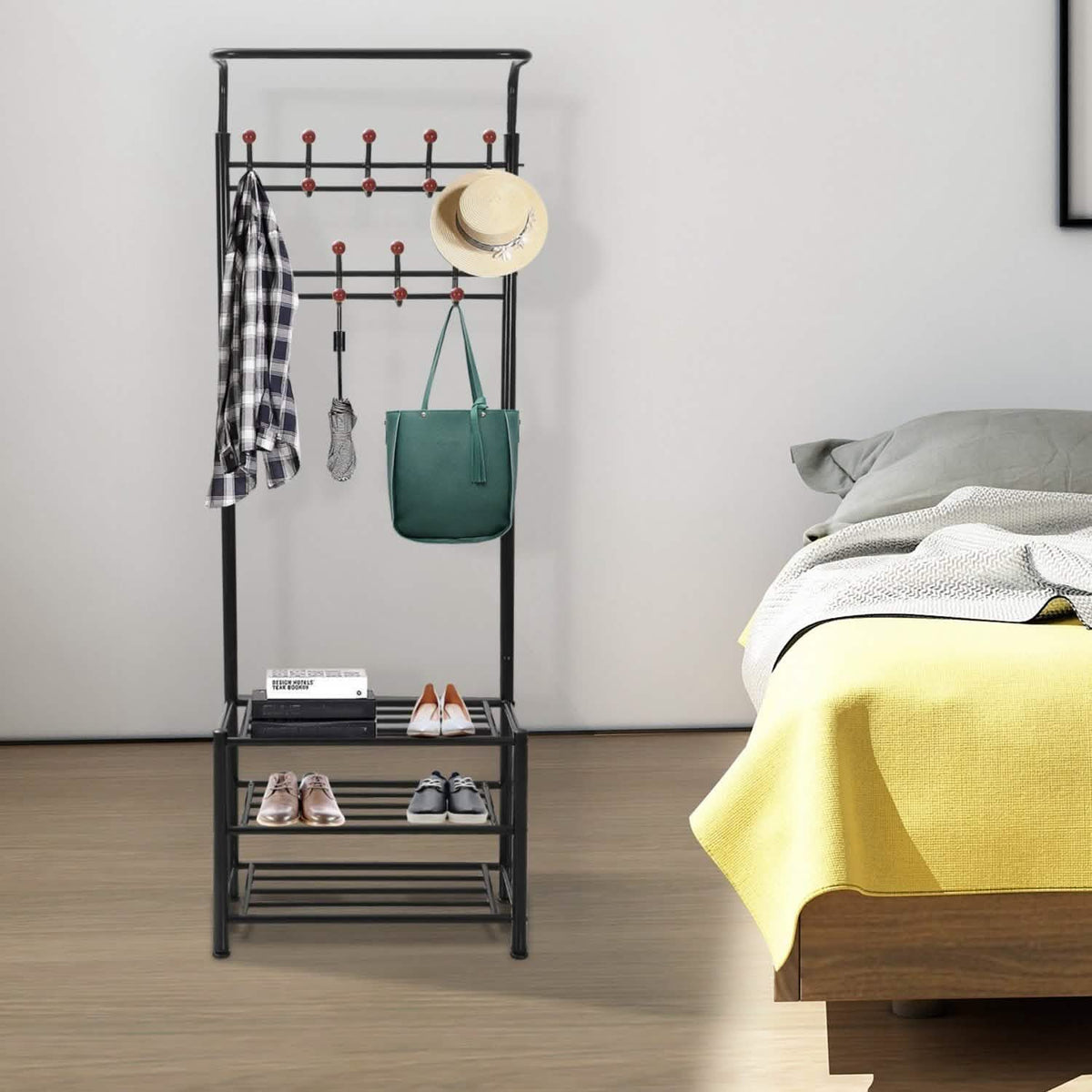 Metal Entryway Coat Shoe Rack Storage & Organization - Tophatter Daily Deals